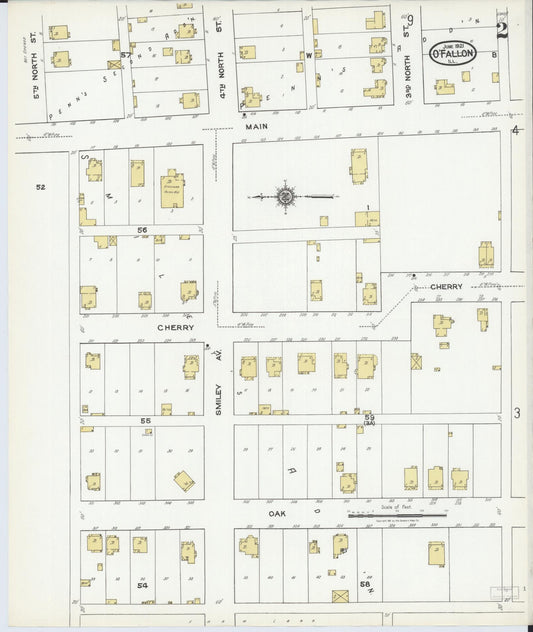 Sanborn Fire Insurance Map from O'Fallon, Saint Clair County, Illinois (1921), Sheet #0002 - Historic Sanborn Fire Insurance Map Print, vintage old map wall art, antique decor, genealogy gift, Illinois Illinois map