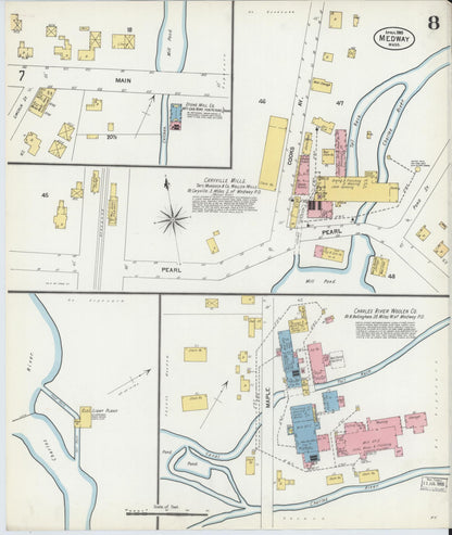 Sanborn Fire Insurance Map from Medway, Norfolk County, Massachusetts (1903), Sheet #0008 - Historic Sanborn Fire Insurance Map Print, vintage old map wall art, antique decor, genealogy gift, Massachusetts Massachusetts map