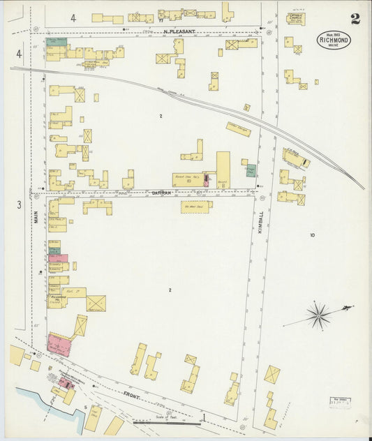 Sanborn Fire Insurance Map from Richmond, Sagadahoc County, Maine (1903), Sheet #0002 - Historic Sanborn Fire Insurance Map Print, vintage old map wall art, antique decor, genealogy gift, Maine Maine map