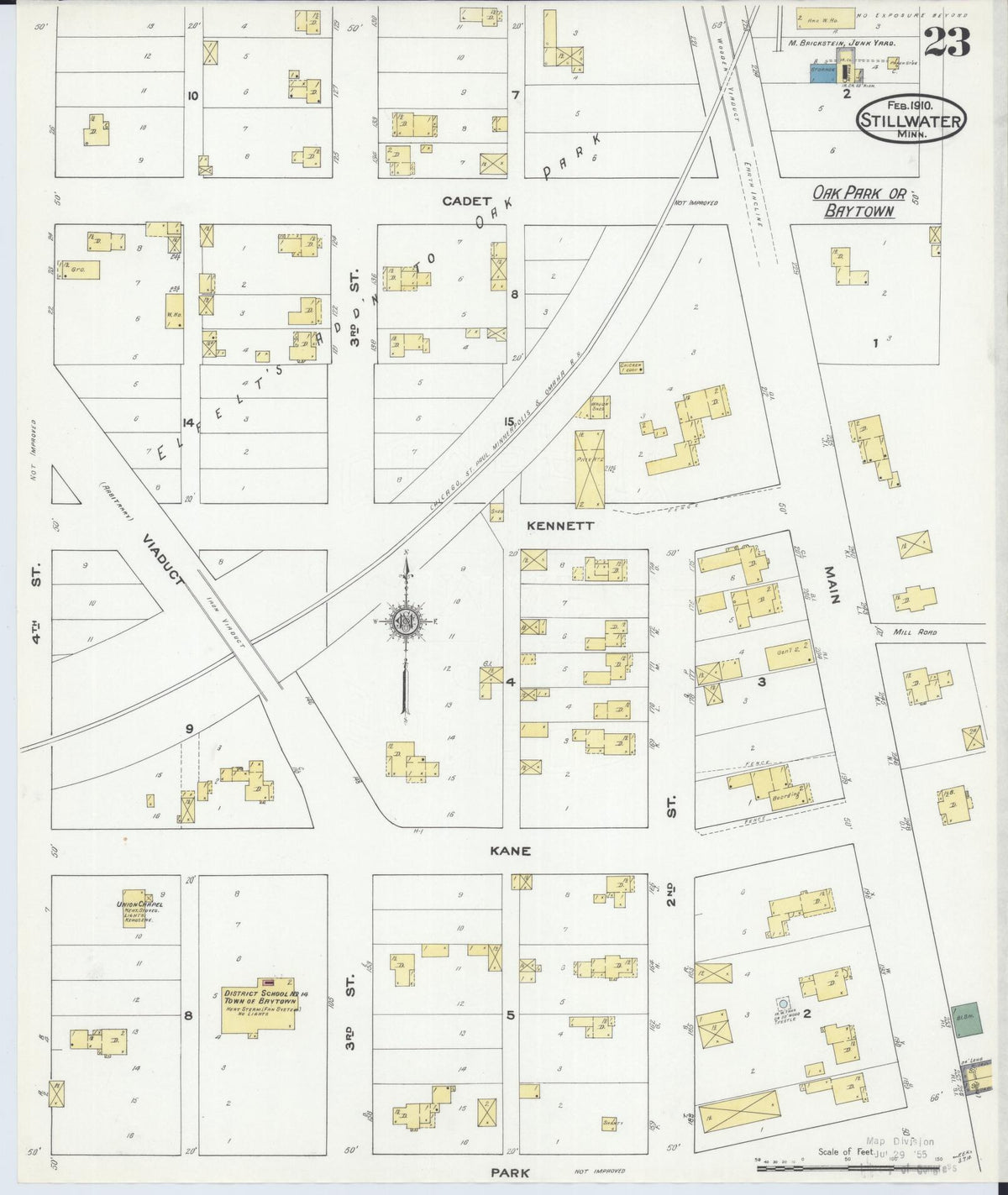 Sanborn Fire Insurance Map from Stillwater, Washington County, Minnesota (1910), Sheet #0023 - Historic Sanborn Fire Insurance Map Print, vintage old map wall art, antique decor, genealogy gift, Minnesota Minnesota map