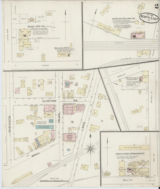 Sanborn Fire Insurance Map from North East, Erie County, Pennsylvania (1887), Sheet #0002 - Historic Sanborn Fire Insurance Map Print, vintage old map wall art, antique decor, genealogy gift, Pennsylvania Pennsylvania map