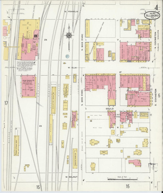 Sanborn Fire Insurance Map from Hillsboro, Hill County, Texas (1911), Sheet #0004 - Historic Sanborn Fire Insurance Map Print, vintage old map wall art, antique decor, genealogy gift, Texas Texas map