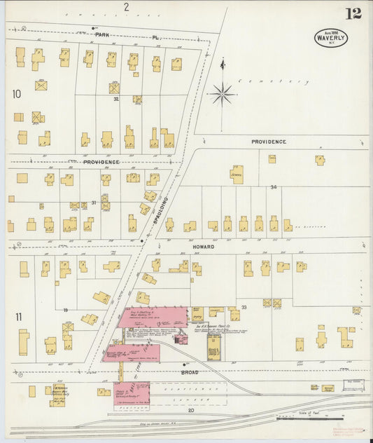 Sanborn Fire Insurance Map from Waverly, Tioga County, New York (1898), Sheet #0012 - Historic Sanborn Fire Insurance Map Print, vintage old map wall art, antique decor, genealogy gift, New York New York map