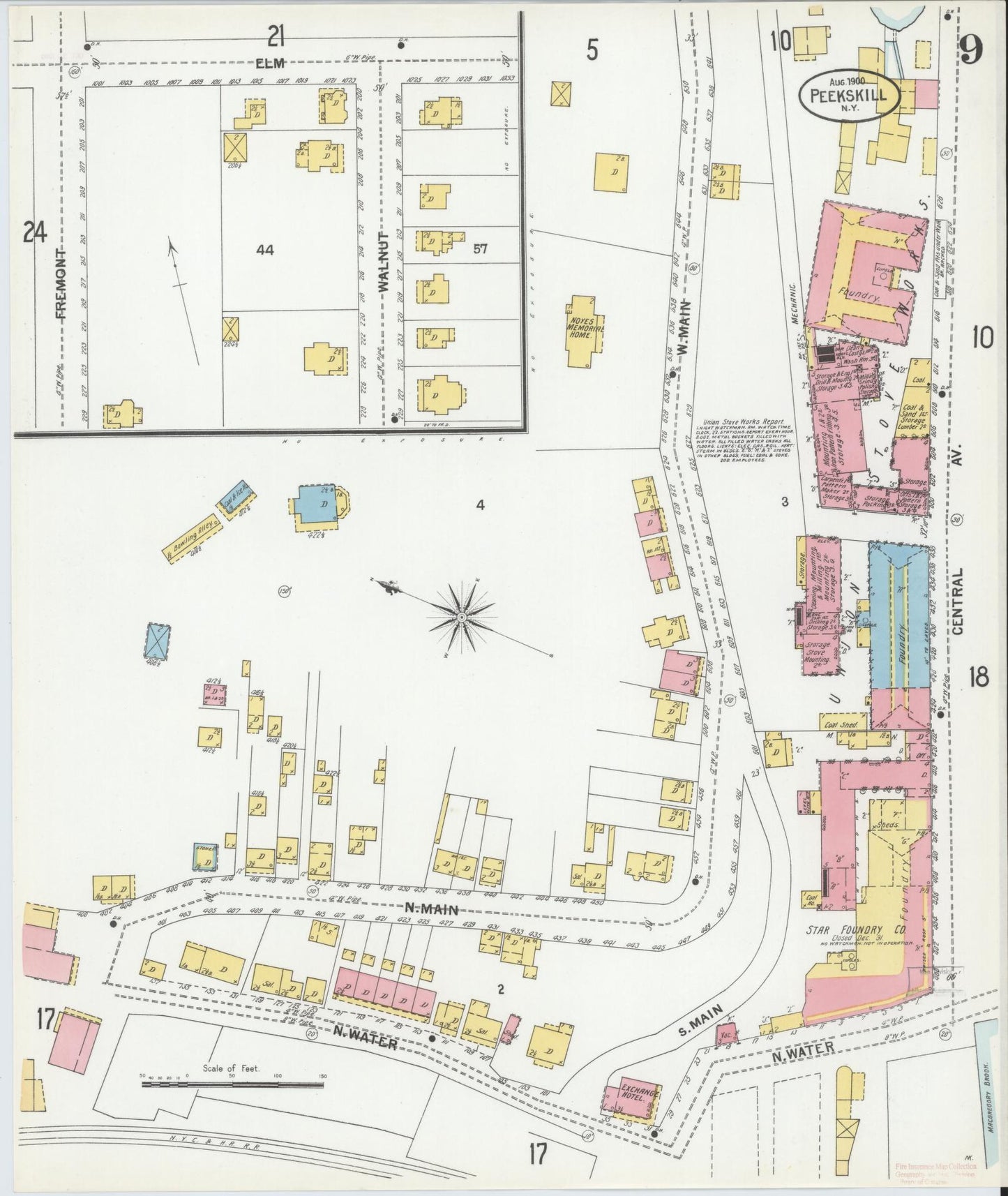Sanborn Fire Insurance Map from Peekskill, Westchester County, New York (1900), Sheet #0009 - Complete Map Set gallery image, historic Sanborn map, vintage wall art, New York New York