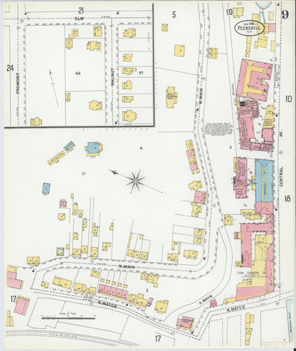 Sanborn Fire Insurance Map from Peekskill, Westchester County, New York (1900), Sheet #0009 - Complete Map Set gallery image, historic Sanborn map, vintage wall art, New York New York