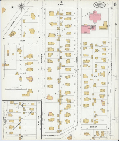 Sanborn Fire Insurance Map from Albert Lea, Freeborn County, Minnesota (1899), Sheet #0006 - Historic Sanborn Fire Insurance Map Print, vintage old map wall art, antique decor, genealogy gift, Minnesota Minnesota map
