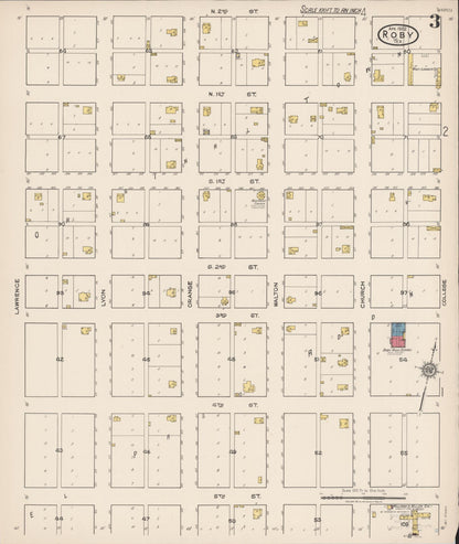 Sanborn Fire Insurance Map from Roby, Fisher County, Texas (1922), Sheet #0003 - Complete Map Set gallery image, historic Sanborn map, vintage wall art, Texas Texas