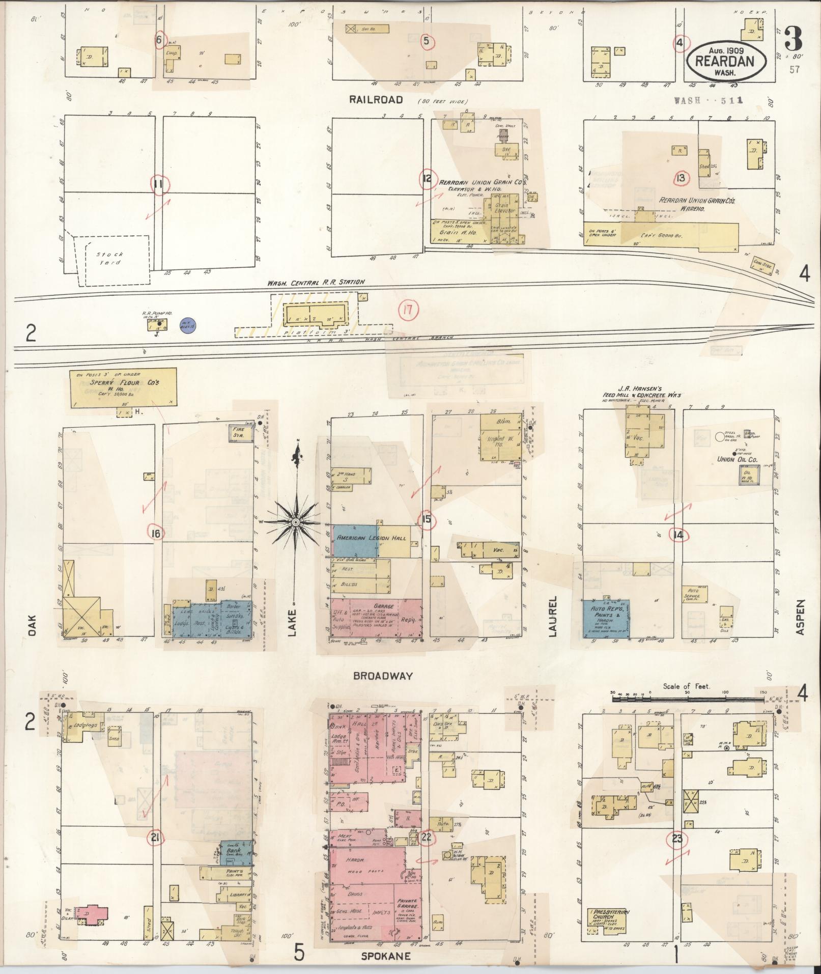 Sanborn Fire Insurance Map from Reardan, Lincoln County, Washington (1930), Sheet #0003 - Complete Map Set gallery image, historic Sanborn map, vintage wall art, Washington Washington