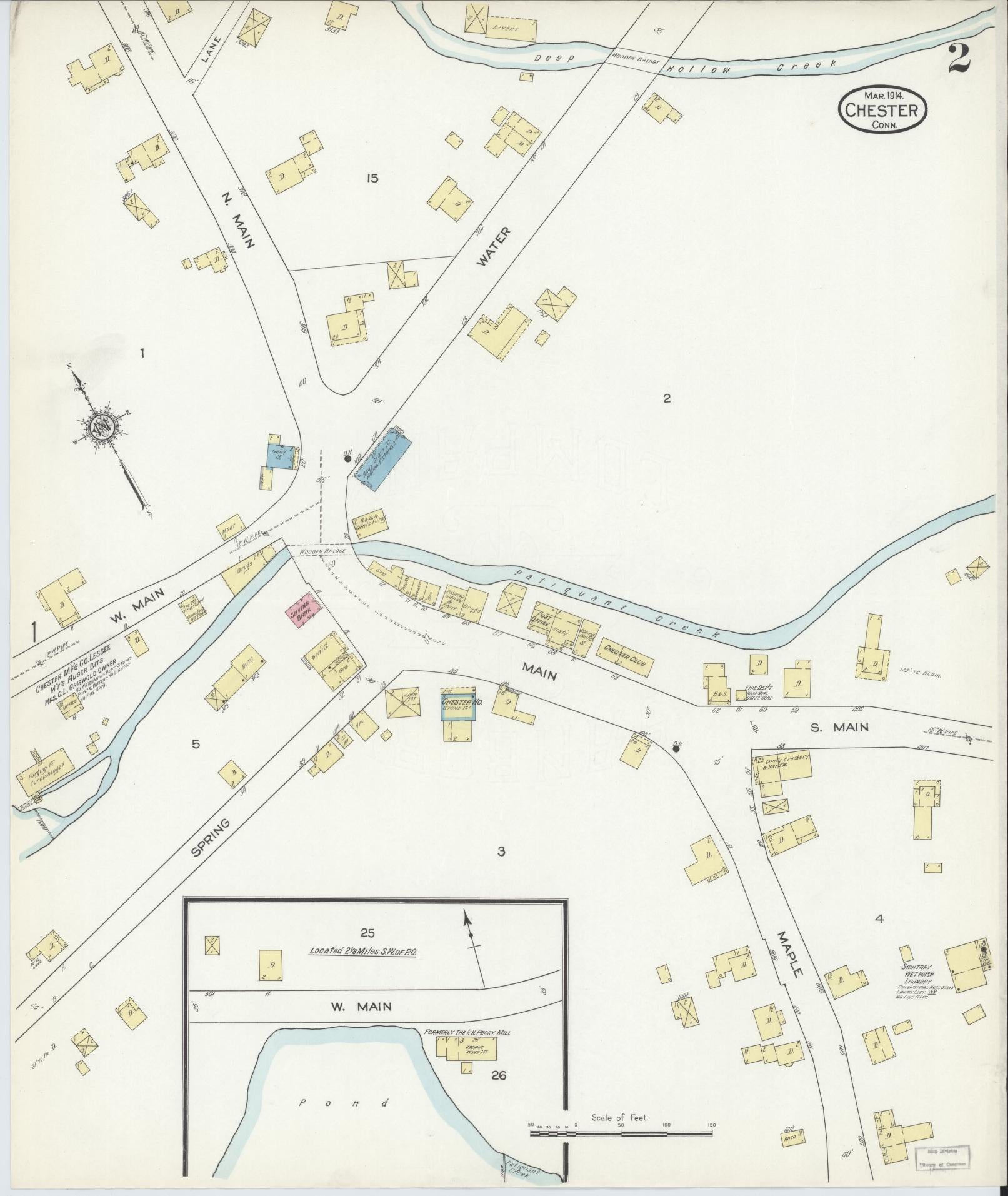 Sanborn Fire Insurance Map from Chester, Middlesex County, Connecticut (1914), Sheet #0002 - Complete Map Set gallery image, historic Sanborn map, vintage wall art, Connecticut Connecticut
