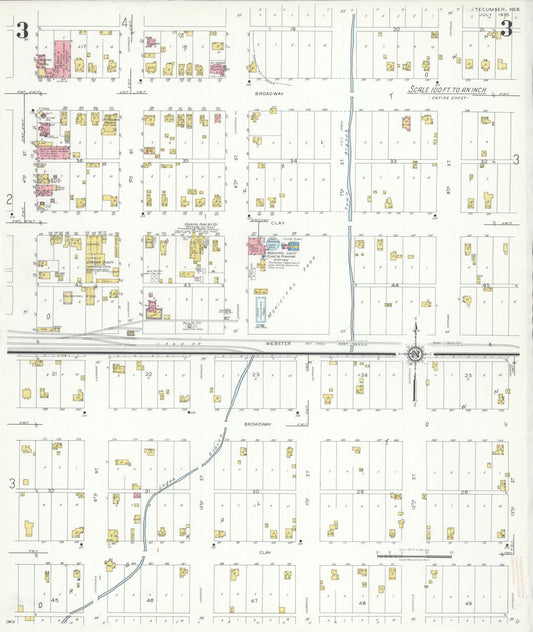 Sanborn Fire Insurance Map from Tecumseh, Johnson County, Nebraska (1935), Sheet #0003 - Historic Sanborn Fire Insurance Map Print, vintage old map wall art, antique decor, genealogy gift, Nebraska Nebraska map