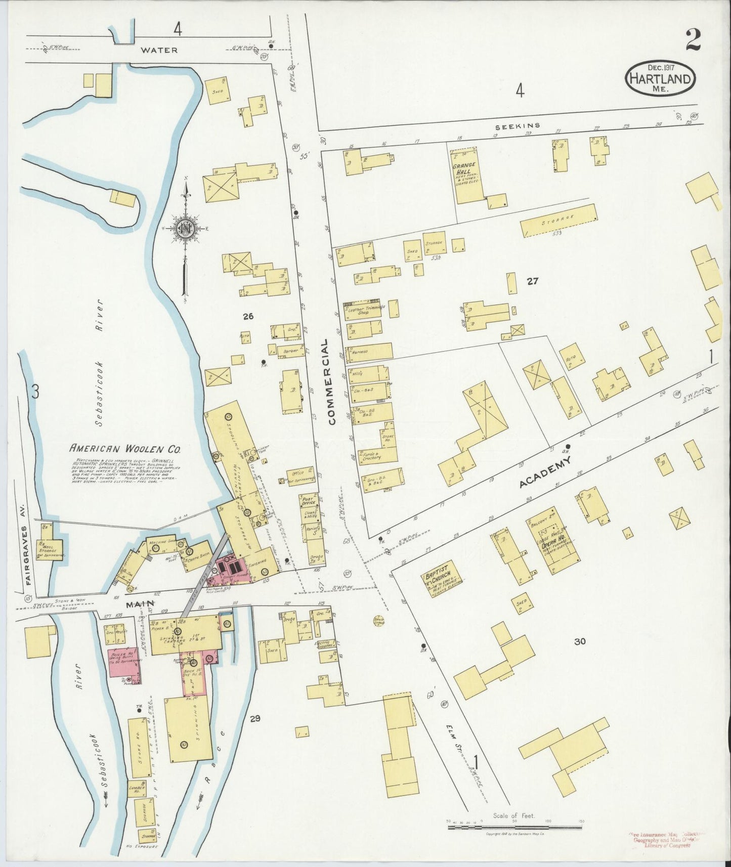 Sanborn Fire Insurance Map from Hartland, Somerset County, Maine (1917), Sheet #0002 - Complete Map Set gallery image, historic Sanborn map, vintage wall art, Maine Maine