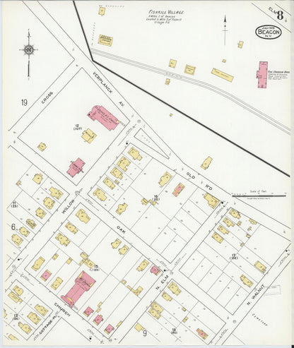 Sanborn Fire Insurance Map from Beacon, Dutchess County, New York (1919), Sheet #0008 - Historic Sanborn Fire Insurance Map Print, vintage old map wall art, antique decor, genealogy gift, New York New York map