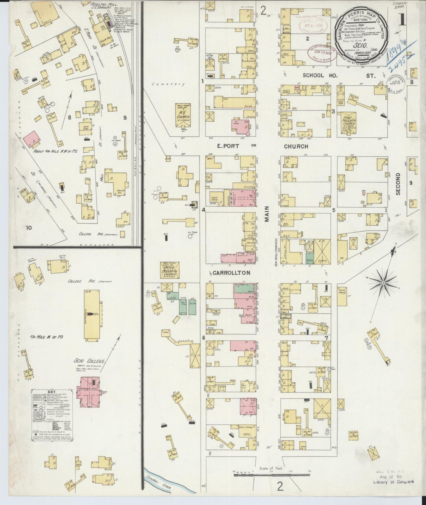 Sanborn Fire Insurance Map from Scio, Harrison County, Ohio (1899), Sheet #0001 - Complete Map Set gallery image, historic Sanborn map, vintage wall art, Ohio Ohio