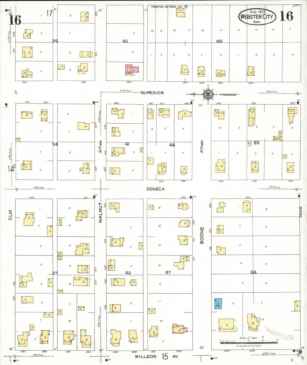 Sanborn Fire Insurance Map from Webster City, Hamilton County, Iowa (1923), Sheet #0016 - Historic Sanborn Fire Insurance Map Print, vintage old map wall art
