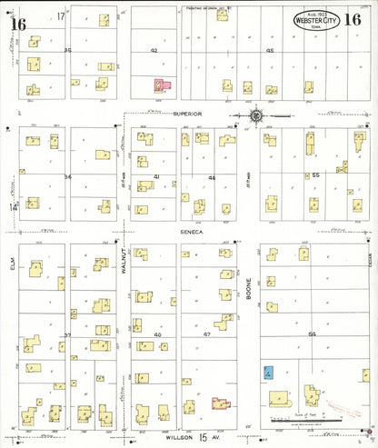 Sanborn Fire Insurance Map from Webster City, Hamilton County, Iowa (1923), Sheet #0016 - Historic Sanborn Fire Insurance Map Print, vintage old map wall art