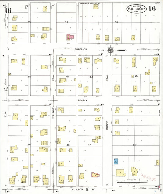 Sanborn Fire Insurance Map from Webster City, Hamilton County, Iowa (1923), Sheet #0016 - Historic Sanborn Fire Insurance Map Print, vintage old map wall art
