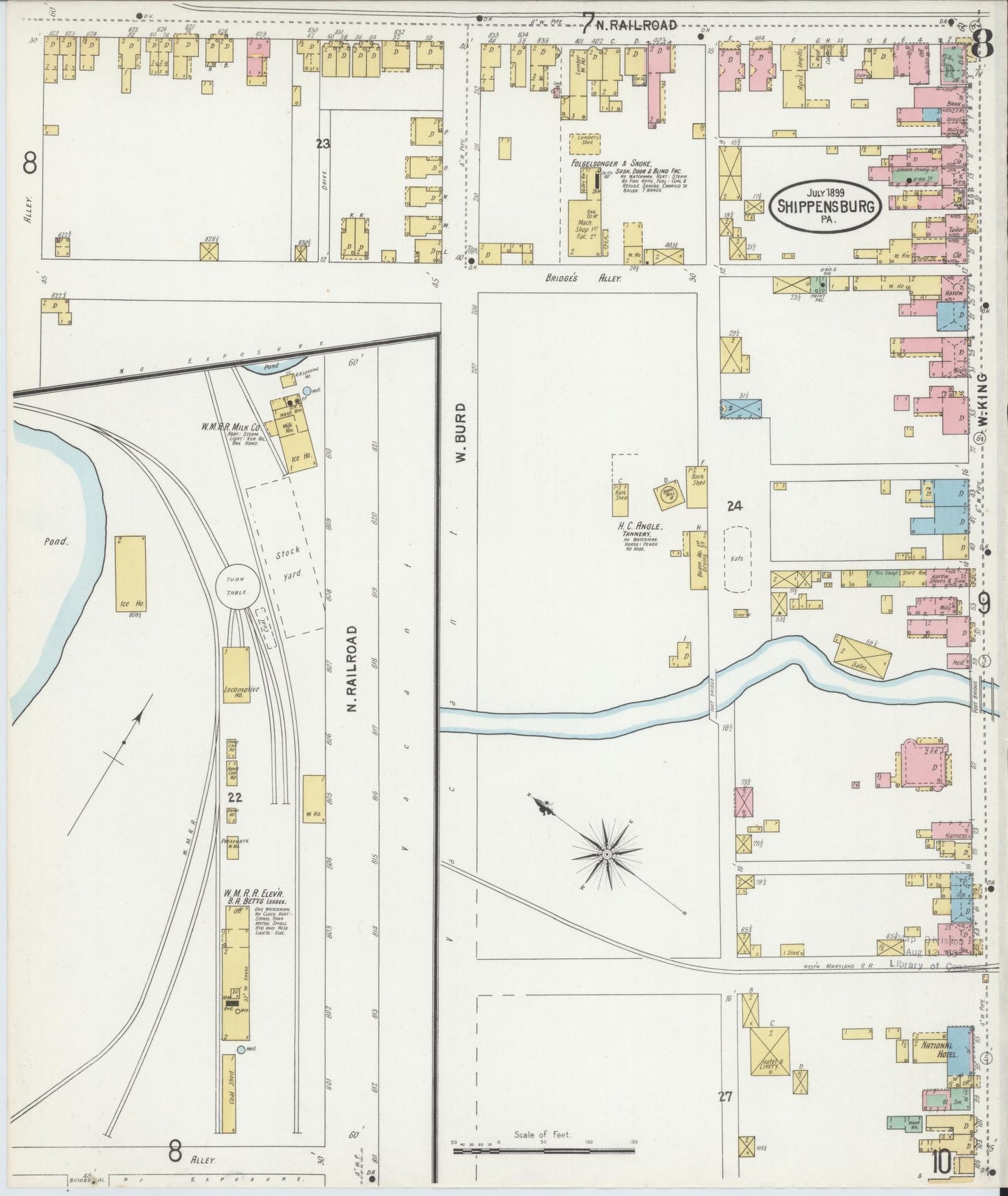 Sanborn Fire Insurance Map from Shippensburg, Cumberland And Franklin Counties, Pennsylvania (1899), Sheet #0008 - Historic Sanborn Fire Insurance Map Print, vintage old map wall art, antique decor, genealogy gift, Counties Pennsylvania map