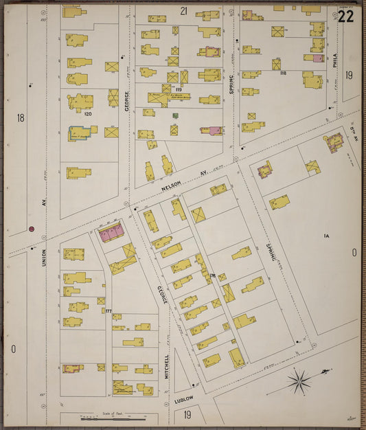 Sanborn Fire Insurance Map from Saratoga, Saratoga County, New York (1900), Sheet #0022 - Historic Sanborn Fire Insurance Map Print, vintage old map wall art, antique decor, genealogy gift, New York New York map