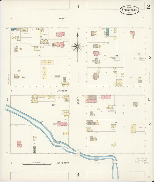 Sanborn Fire Insurance Map from Springville, Utah County, Utah (1898), Sheet #0002 - Historic Sanborn Fire Insurance Map Print, vintage old map wall art, antique decor, genealogy gift, Springville Utah map