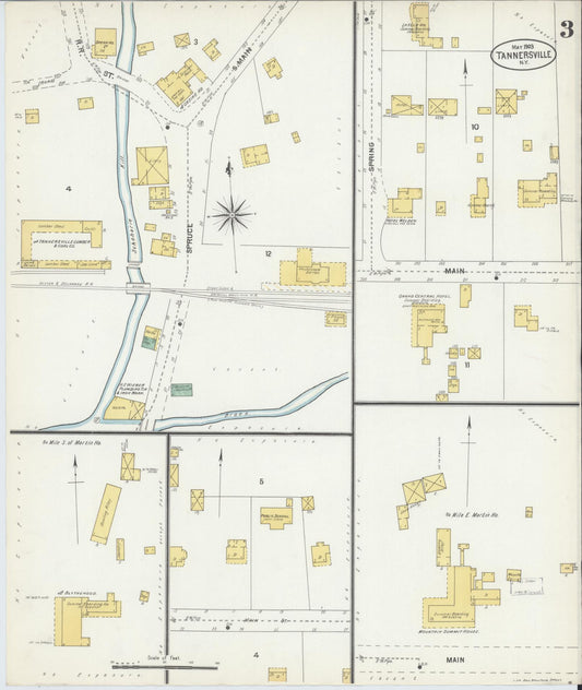 Sanborn Fire Insurance Map from Tannersville, Greene County, New York (1903), Sheet #0003 - Historic Sanborn Fire Insurance Map Print, vintage old map wall art, antique decor, genealogy gift, New York New York map