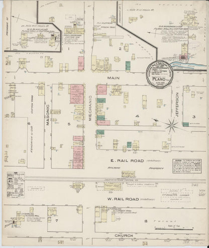 Sanborn Fire Insurance Map from Plano, Collin County, Texas (1885), Sheet #0001 - Historic Sanborn Fire Insurance Map Print, vintage old map wall art, antique decor, genealogy gift, Texas Texas map