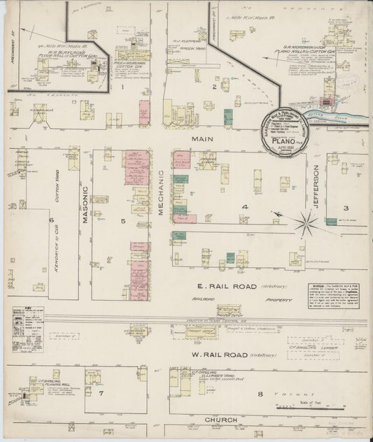 Sanborn Fire Insurance Map from Plano, Collin County, Texas (1885), Sheet #0001 - Historic Sanborn Fire Insurance Map Print, vintage old map wall art, antique decor, genealogy gift, Texas Texas map