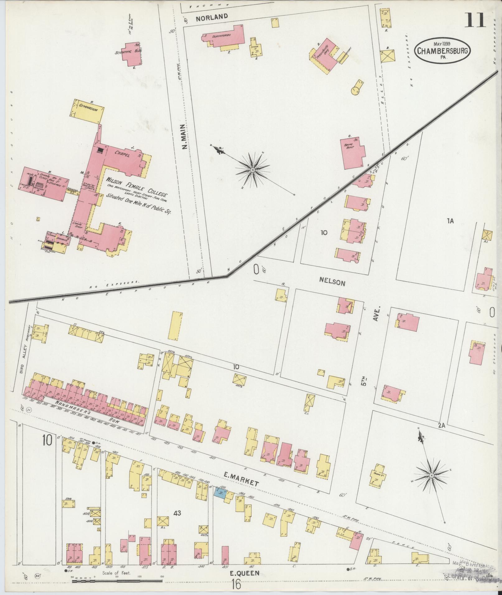 Sanborn Fire Insurance Map from Chambersburg, Franklin County, Pennsylvania (1899), Sheet #0011 - Historic Sanborn Fire Insurance Map Print, vintage old map wall art, antique decor, genealogy gift, Pennsylvania Pennsylvania map