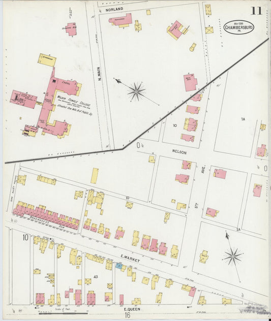 Sanborn Fire Insurance Map from Chambersburg, Franklin County, Pennsylvania (1899), Sheet #0011 - Historic Sanborn Fire Insurance Map Print, vintage old map wall art, antique decor, genealogy gift, Pennsylvania Pennsylvania map