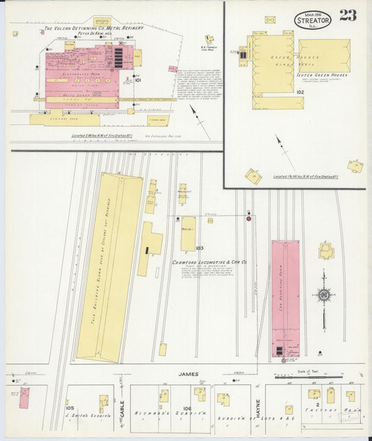 Sanborn Fire Insurance Map from Streator, La Salle County, Illinois (1916), Sheet #0023 - Historic Sanborn Fire Insurance Map Print, vintage old map wall art, antique decor, genealogy gift, Illinois Illinois map