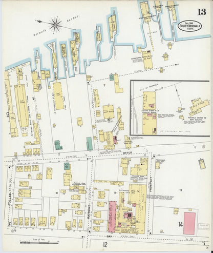 Sanborn Fire Insurance Map from South Norwalk, Fairfield County, Connecticut (1906), Sheet #0013 - Complete Map Set gallery image, historic Sanborn map, vintage wall art, Connecticut Connecticut