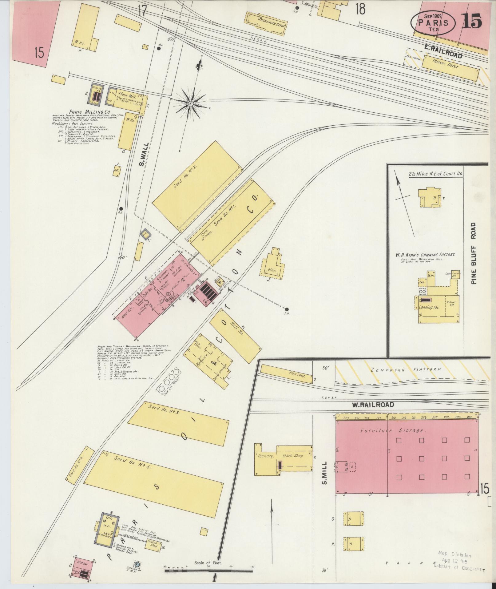 Sanborn Fire Insurance Map from Paris, Lamar County, Texas (1902), Sheet #0015 - Historic Sanborn Fire Insurance Map Print, vintage old map wall art, antique decor, genealogy gift, Texas Texas map