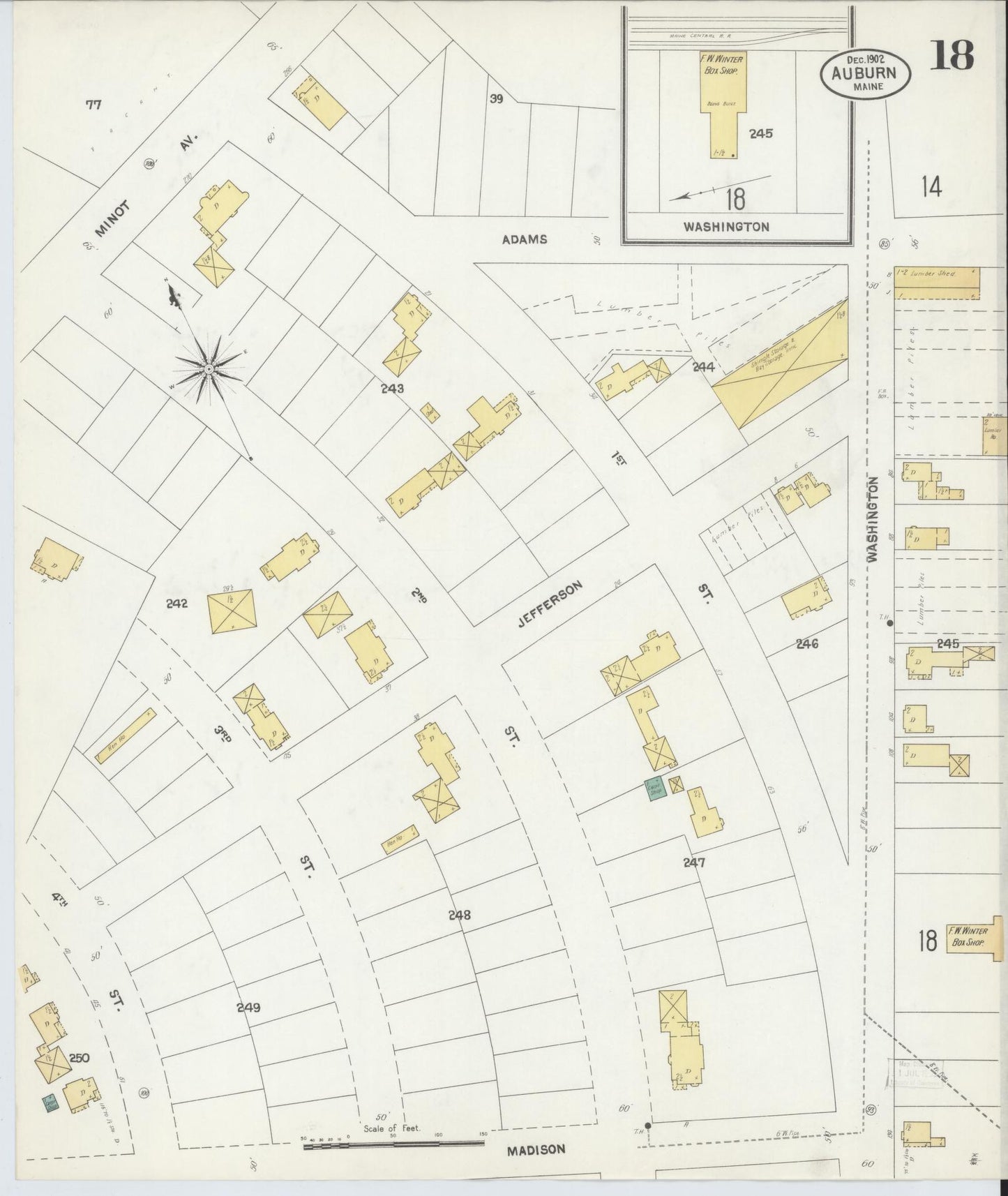 Sanborn Fire Insurance Map from Auburn, Androscoggin County, Maine (1902), Sheet #0018 - Complete Map Set gallery image, historic Sanborn map, vintage wall art, Maine Maine