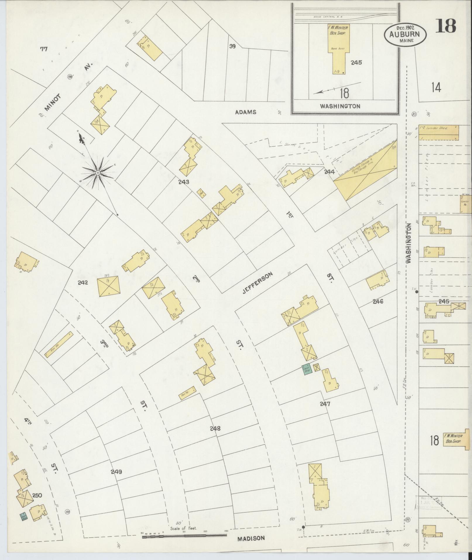 Sanborn Fire Insurance Map from Auburn, Androscoggin County, Maine (1902), Sheet #0018 - Complete Map Set gallery image, historic Sanborn map, vintage wall art, Maine Maine
