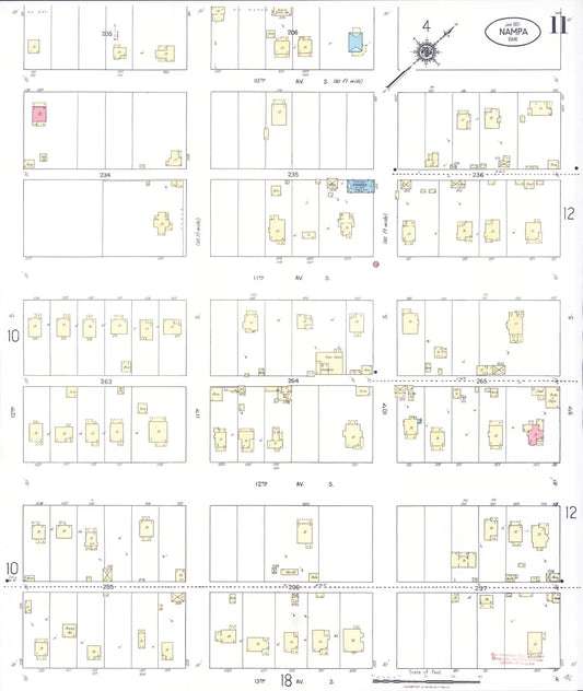 Sanborn Fire Insurance Map from Nampa, Canyon County, Idaho (1921), Sheet #0011 - Historic Sanborn Fire Insurance Map Print, vintage old map wall art, antique decor, genealogy gift, Idaho Idaho map