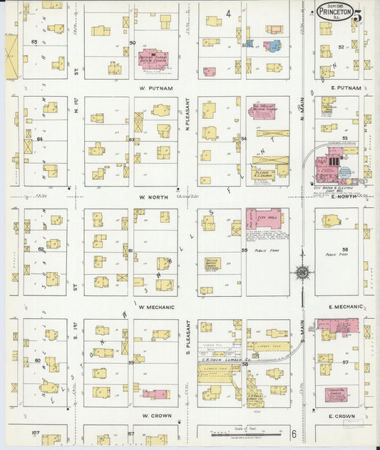 Sanborn Fire Insurance Map from Princeton, Bureau County, Illinois (1918), Sheet #0005 - Historic Sanborn Fire Insurance Map Print, vintage old map wall art, antique decor, genealogy gift, Illinois Illinois map