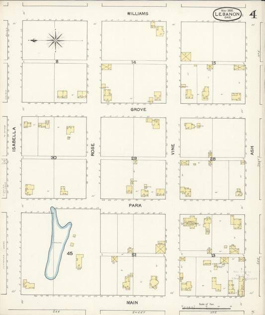 Sanborn Fire Insurance Map from Lebanon, Linn County, Oregon (1892), Sheet #0004 - Historic Sanborn Fire Insurance Map Print, vintage old map wall art, antique decor, genealogy gift, Oregon Oregon map