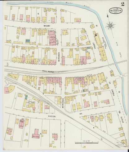 Sanborn Fire Insurance Map from Morrow, Warren County, Ohio (1895), Sheet #0002 - Historic Sanborn Fire Insurance Map Print, vintage old map wall art, antique decor, genealogy gift, Ohio Ohio map