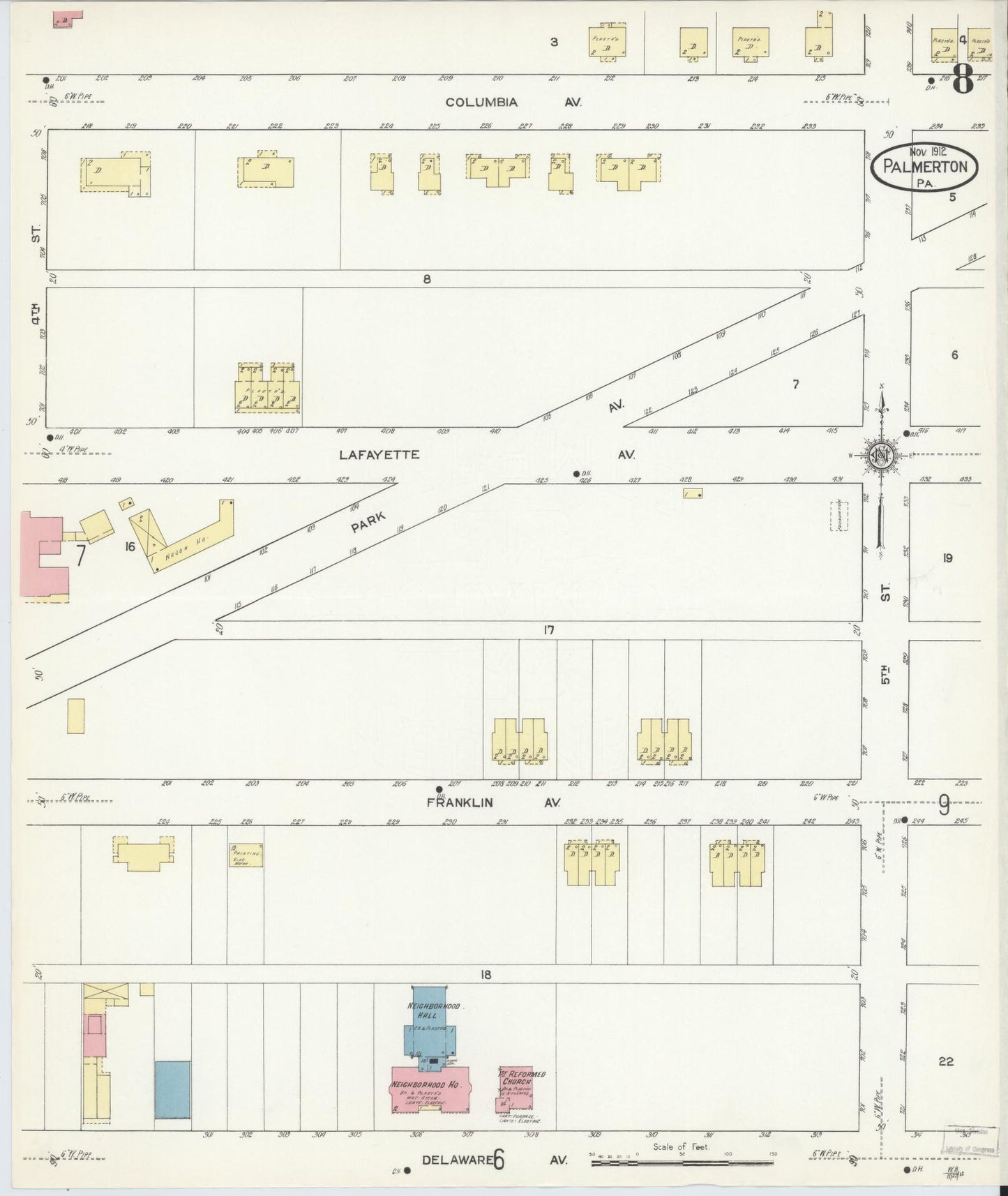 Sanborn Fire Insurance Map from Palmerton, Carbon County, Pennsylvania (1912), Sheet #0008 - Complete Map Set gallery image, historic Sanborn map, vintage wall art, Pennsylvania Pennsylvania