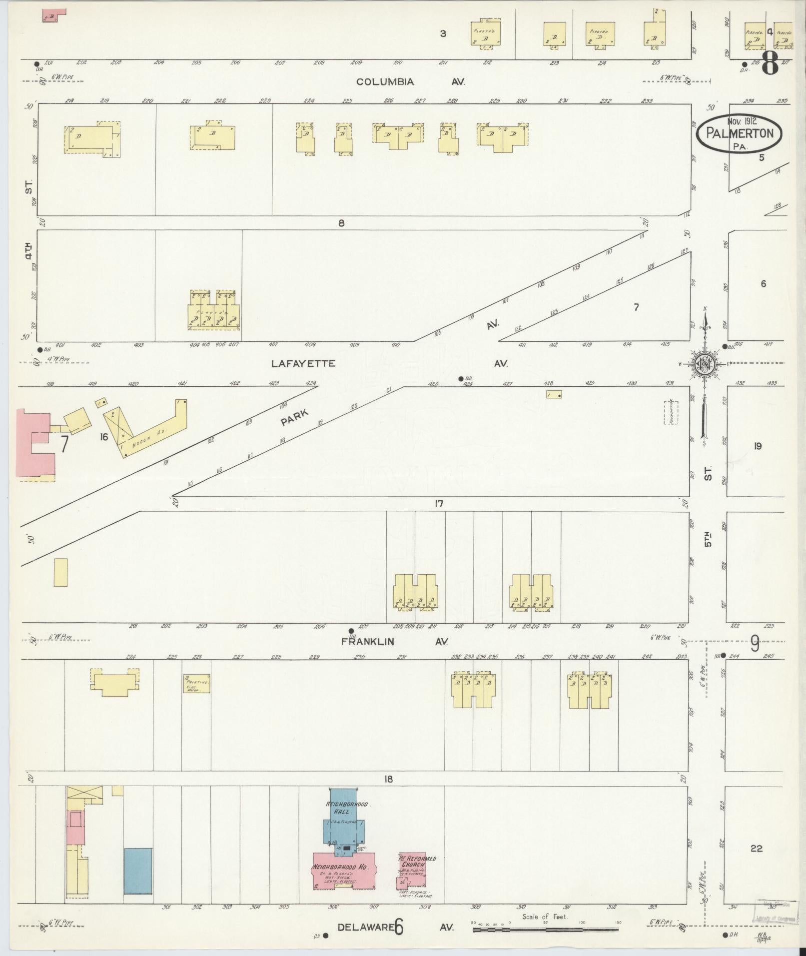 Sanborn Fire Insurance Map from Palmerton, Carbon County, Pennsylvania (1912), Sheet #0008 - Complete Map Set gallery image, historic Sanborn map, vintage wall art, Pennsylvania Pennsylvania