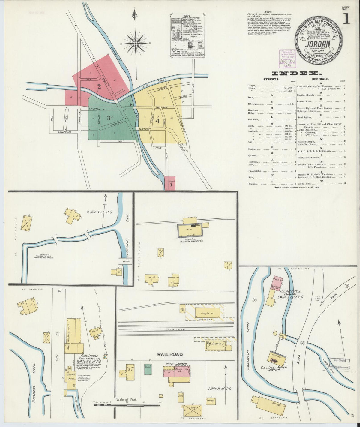 Sanborn Fire Insurance Map from Jordan, Onondaga County, New York (1904), Sheet #0001 - Complete Map Set gallery image, historic Sanborn map, vintage wall art, New York New York