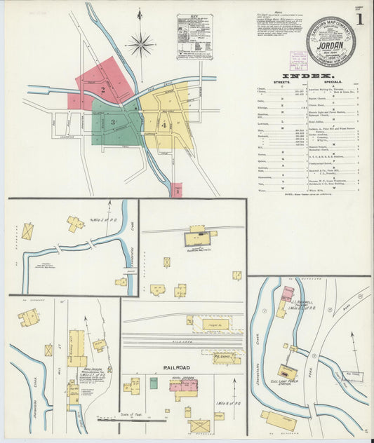 Sanborn Fire Insurance Map from Jordan, Onondaga County, New York (1904), Sheet #0001 - Complete Map Set gallery image, historic Sanborn map, vintage wall art, New York New York