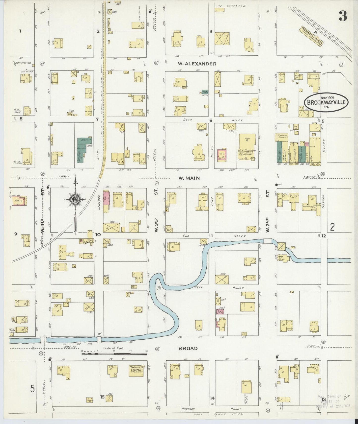 Sanborn Fire Insurance Map from Brockway, Jefferson County, Pennsylvania (1909), Sheet #0003 - Historic Sanborn Fire Insurance Map Print, vintage old map wall art, antique decor, genealogy gift, Pennsylvania Pennsylvania map