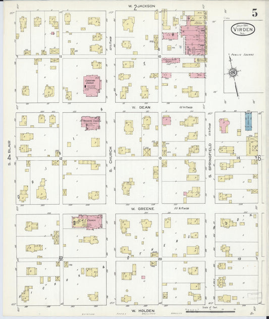 Sanborn Fire Insurance Map from Virden, Macoupin County, Illinois (1914), Sheet #0005 - Historic Sanborn Fire Insurance Map Print, vintage old map wall art, antique decor, genealogy gift, Illinois Illinois map
