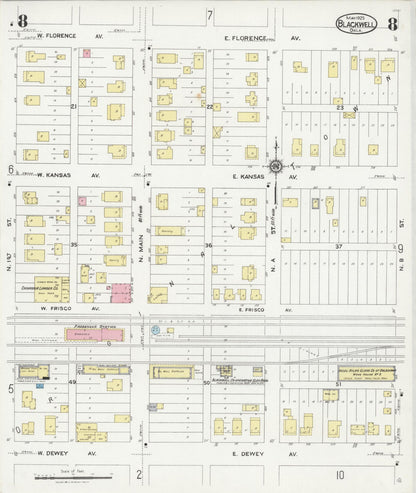 Sanborn Fire Insurance Map from Blackwell, Kay County, Oklahoma (1925), Sheet #0008 - Complete Map Set gallery image, historic Sanborn map, vintage wall art, Oklahoma Oklahoma