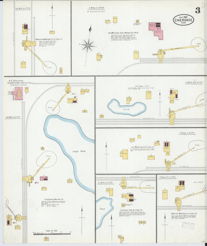 Sanborn Fire Insurance Map from Cherokee, Crawford County, Kansas (1905), Sheet #0003 - Complete Map Set gallery image, historic Sanborn map, vintage wall art, Kansas Kansas