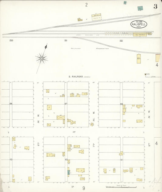 Sanborn Fire Insurance Map from Kalispell, Flathead County, Montana (1899), Sheet #0003 - Historic Sanborn Fire Insurance Map Print, vintage old map wall art, antique decor, genealogy gift, Montana Montana map
