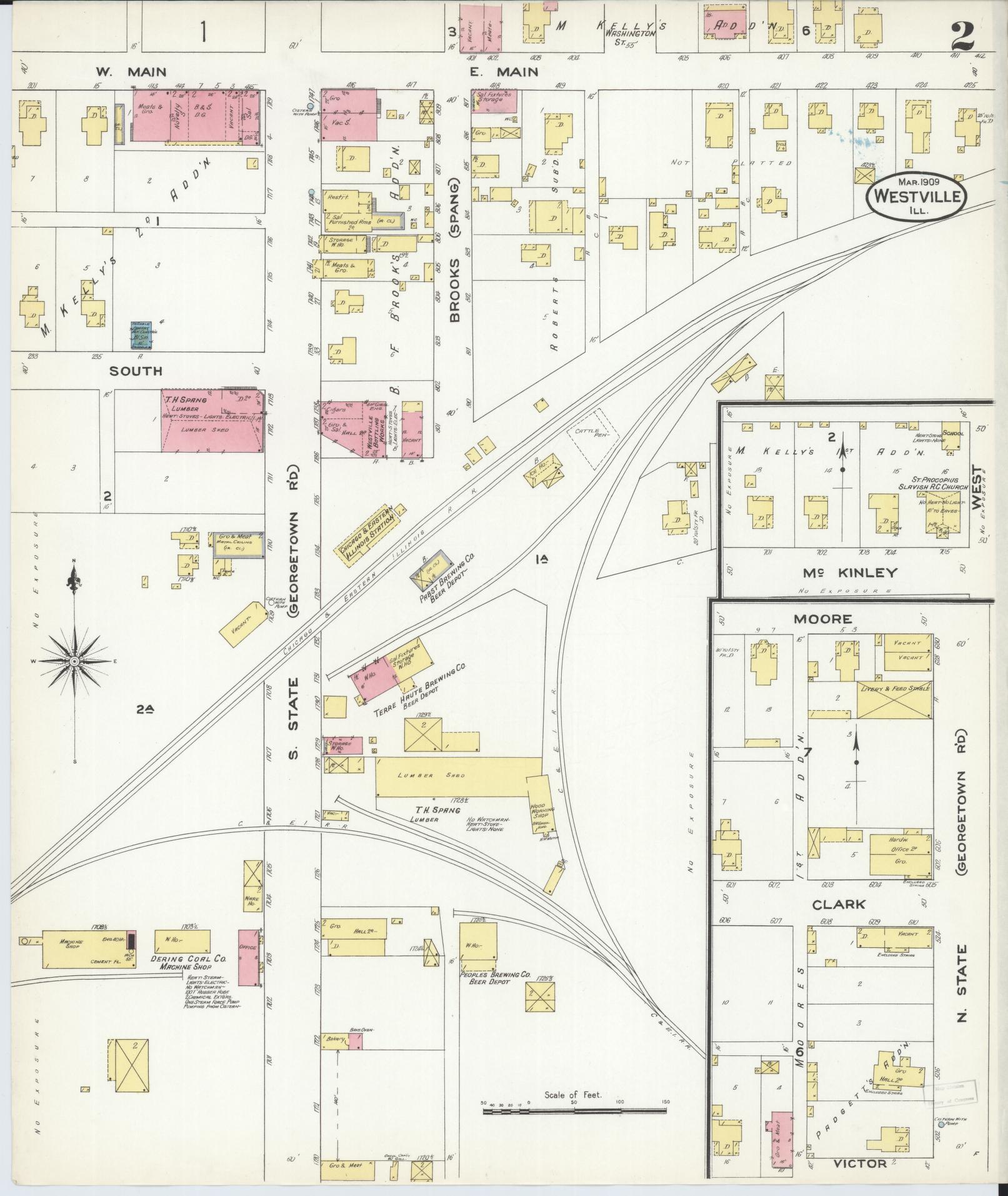 Sanborn Fire Insurance Map from Westville, Vermilion County, Illinois (1909), Sheet #0002 - Complete Map Set gallery image, historic Sanborn map, vintage wall art, Illinois Illinois
