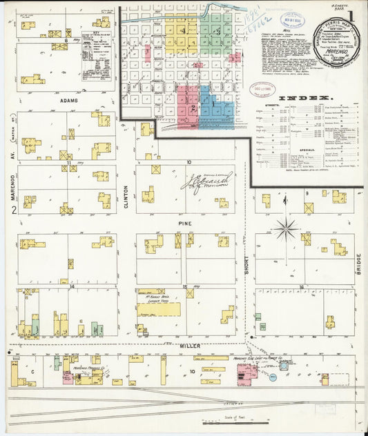 Sanborn Fire Insurance Map from Marengo, Iowa County, Iowa (1898), Sheet #0001 - Historic Sanborn Fire Insurance Map Print, vintage old map wall art
