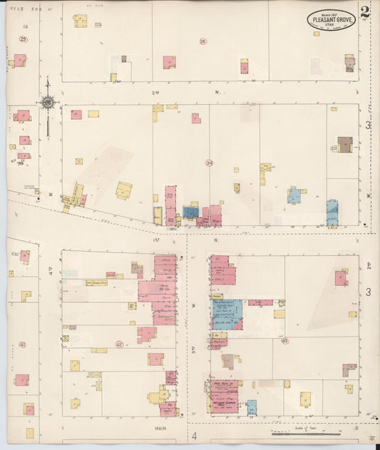 Sanborn Fire Insurance Map from Pleasant Grove, Utah County, Utah (1931), Sheet #0002 - Historic Sanborn Fire Insurance Map Print, vintage old map wall art, antique decor, genealogy gift, Pleasant Grove Utah map