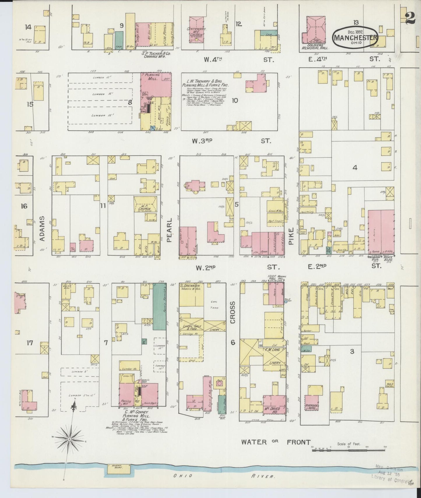 Sanborn Fire Insurance Map from Manchester, Adams County, Ohio (1892), Sheet #0002 - Historic Sanborn Fire Insurance Map Print, vintage old map wall art, antique decor, genealogy gift, Ohio Ohio map